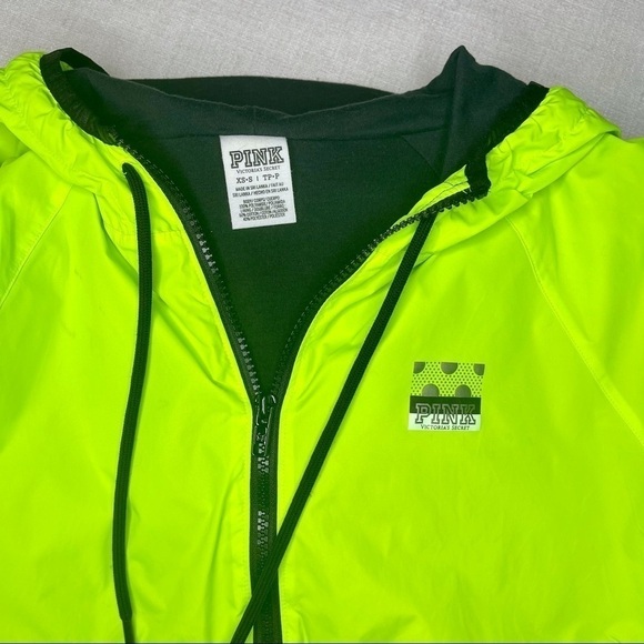Victoria’s Secret Pink Anorak Windbreaker Neon Green - Picture 9 of 11
